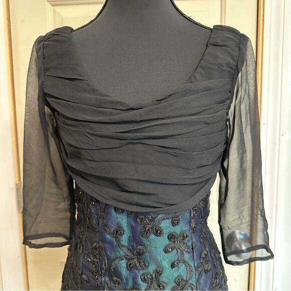 Stunning VTG Denise Hajjar Cocktail Dress Sheer Cowl Neck Beaded Timeless US S - Picture 3 of 9